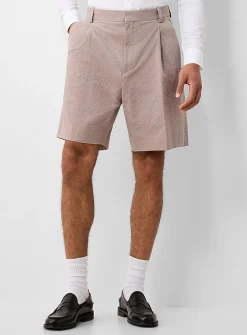 Fery pleated seersucker Bermudas