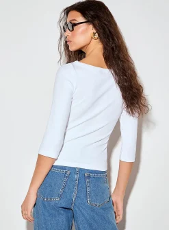 Fifi fine-rib knit boat-neck T-shirt
