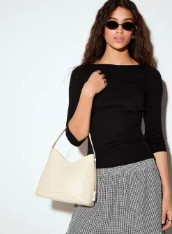 Fifi fine-rib knit boat-neck T-shirt