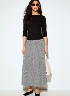 Fifi fine-rib knit boat-neck T-shirt