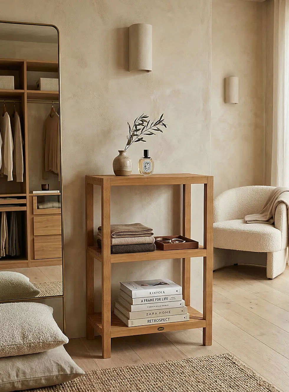 Fiji rectangular teak wood shelving
