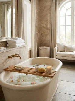 Fiji teak wood bathtub tray