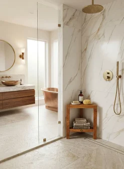 Fiji teak wood shower footrest