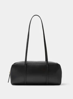 Filo ebony pebbled leather shoulder bag