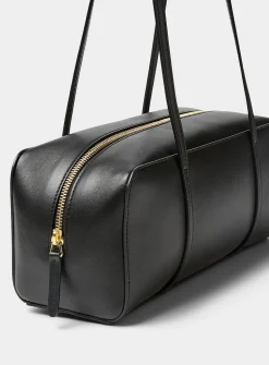 Filo ebony pebbled leather shoulder bag