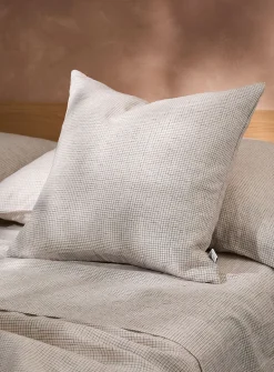Fine check pure linen removable-cover cushion