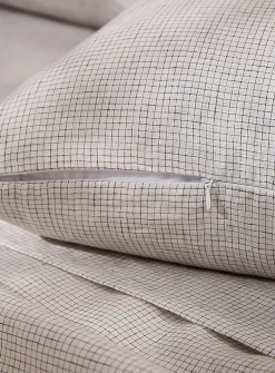 Fine check pure linen removable-cover cushion