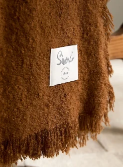 Fine fringe bouclé throw