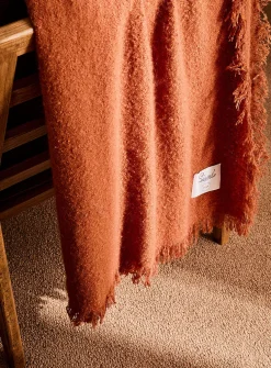 Fine fringe bouclé throw
