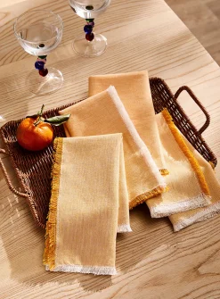 Fine fringes chambray napkins
