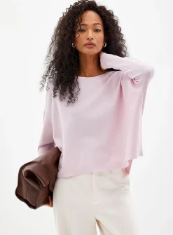 Fine knit oversized boxy-fit boat-neck sweater