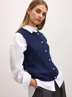Fine openwork knit vest