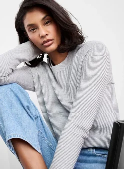 Fine ottoman-knit crew-neck sweater