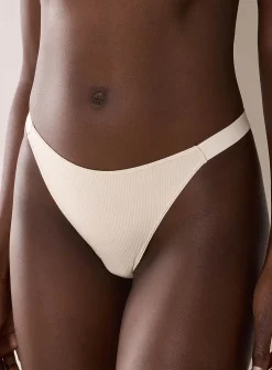 Fine ribbing high-cut thong