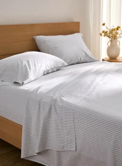 Fine stripe pure organic cotton sheet set