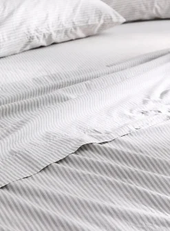 Fine stripe pure organic cotton sheet set