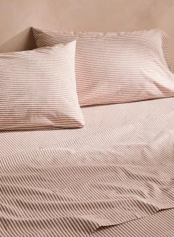 Fine stripe pure organic cotton sheet set