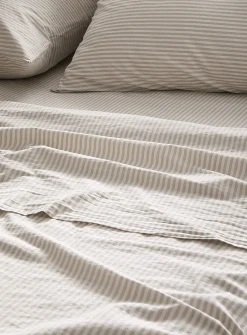 Fine stripe pure organic cotton sheet set