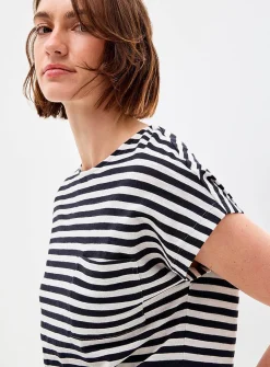 Fine striped organic cotton knit T-shirt