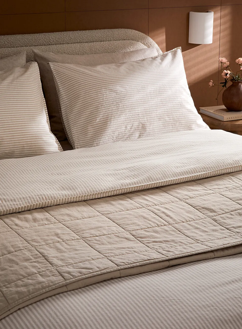 Fine stripes pure organic cotton duvet cover set
