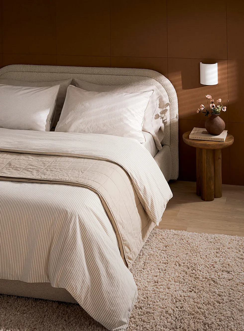 Fine stripes pure organic cotton duvet cover set