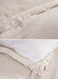 Fine stripes pure organic cotton duvet cover set