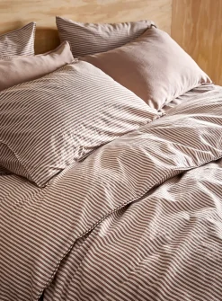 Fine stripes pure organic cotton duvet cover set
