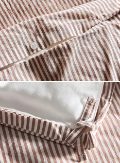 Fine stripes pure organic cotton duvet cover set