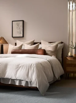 Fine stripes pure organic cotton duvet cover set
