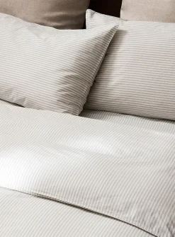 Fine stripes pure organic cotton duvet cover set
