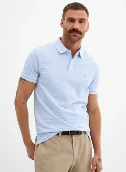 Fine twin-stripe piqué polo