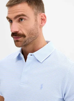 Fine twin-stripe piqué polo