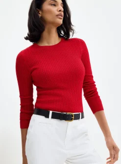 Fine twisted cable-knit sweater