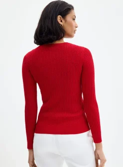 Fine twisted cable-knit sweater