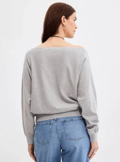 Fine-knit boat-neck sweater