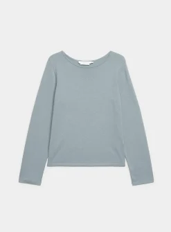Fine-knit boat-neck sweater