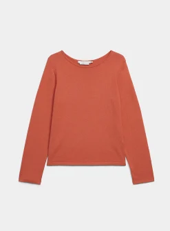 Fine-knit boat-neck sweater