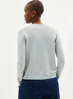 Fine-knit crew-neck cardigan