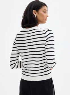 Fine-knit crew-neck cardigan