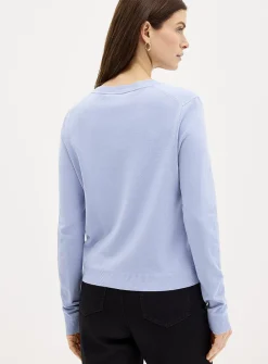 Fine-knit crew-neck cardigan