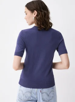Fine-knit short-sleeve sweater