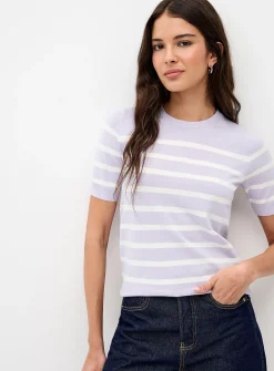 Fine-knit short-sleeve sweater