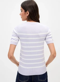 Fine-knit short-sleeve sweater