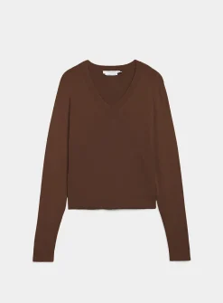 Fine-knit V-neck sweater