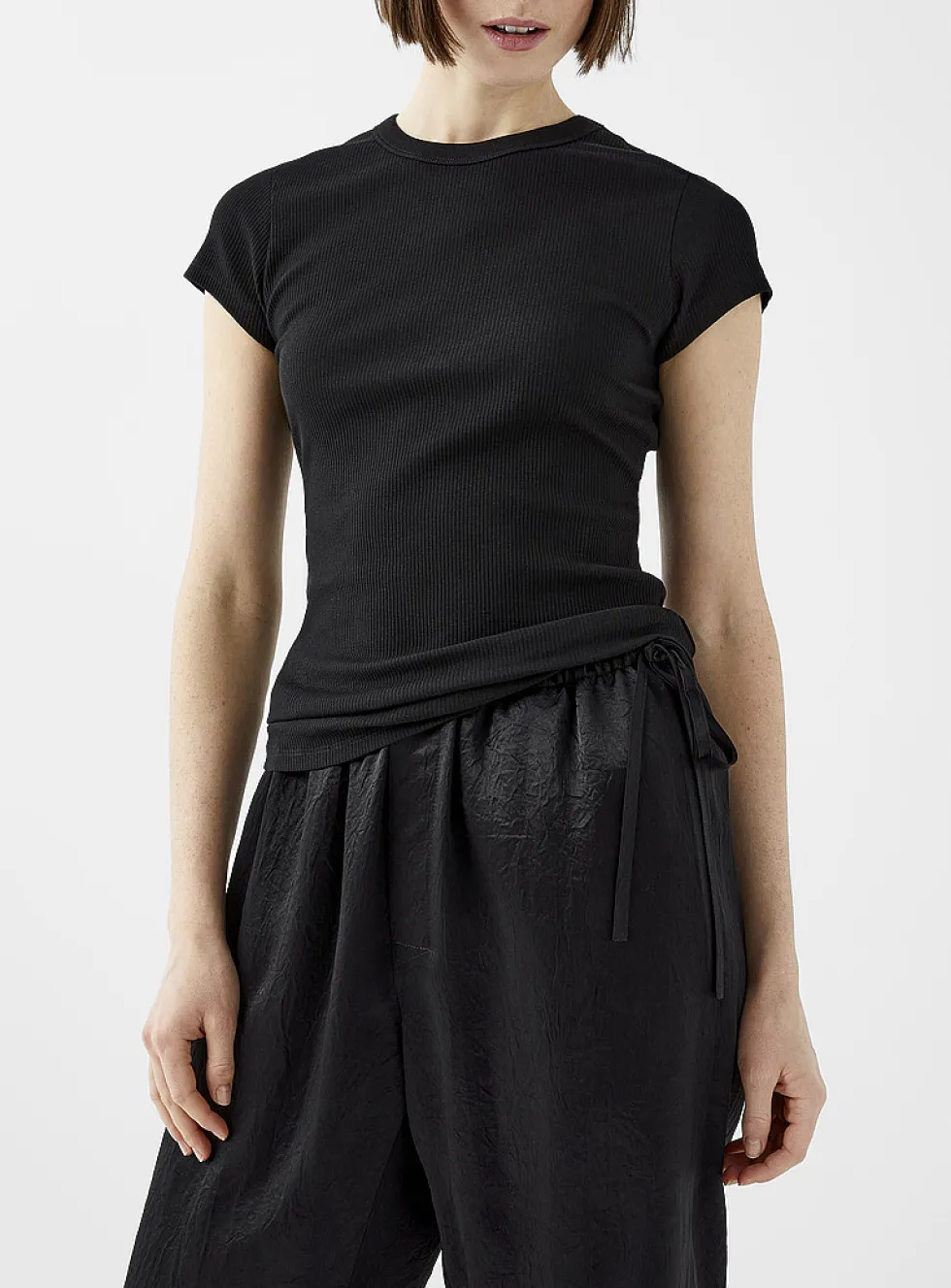 Finely ribbed jersey T-shirt