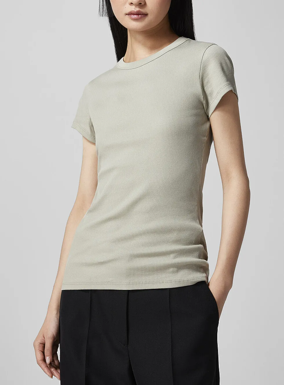 Finely ribbed jersey T-shirt