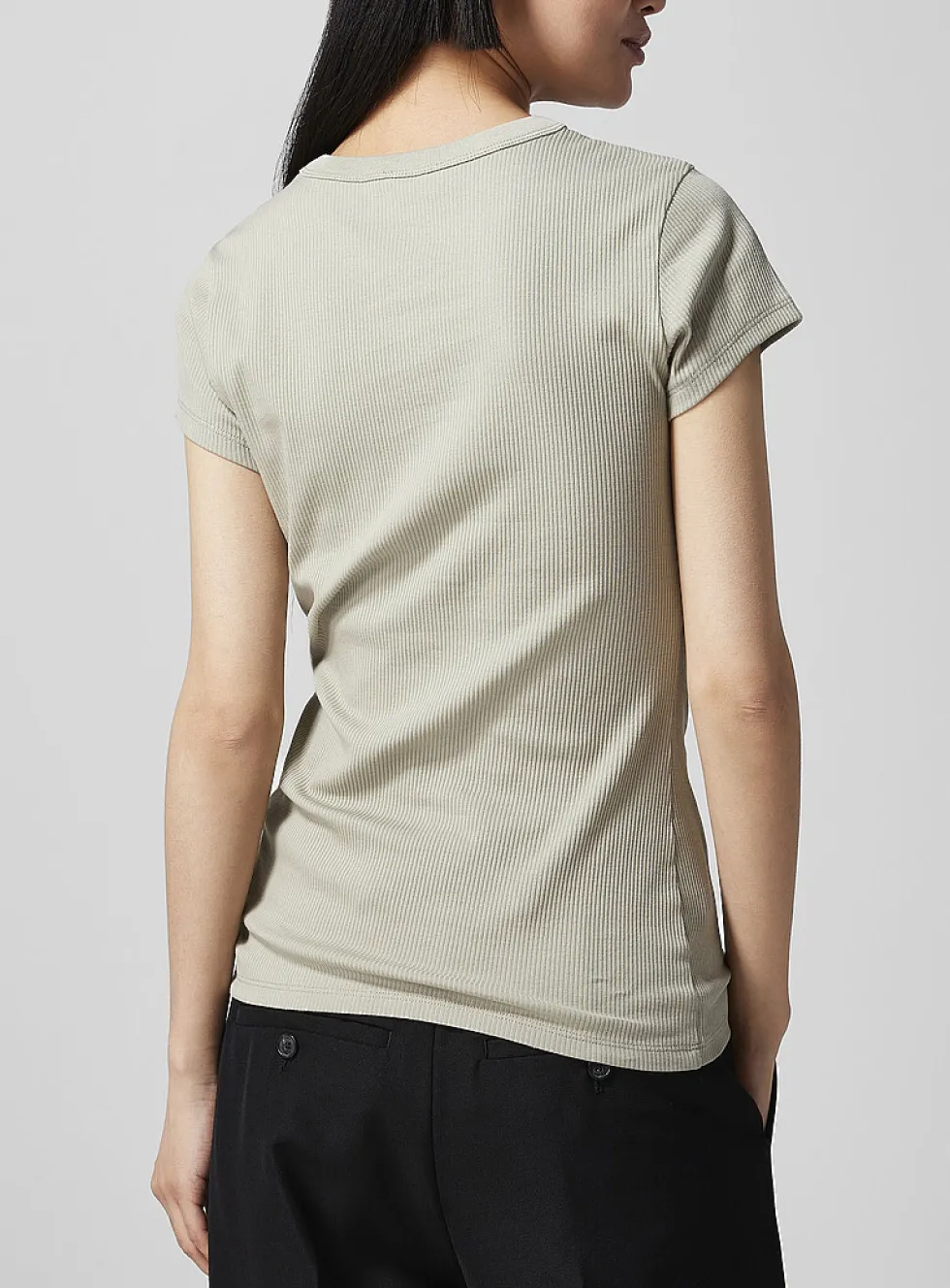 Finely ribbed jersey T-shirt