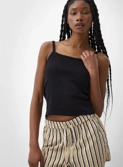 Fine-rib cropped cami