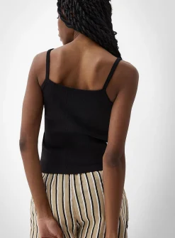 Fine-rib cropped cami