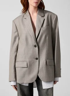 Fine-striped layered-look jacket